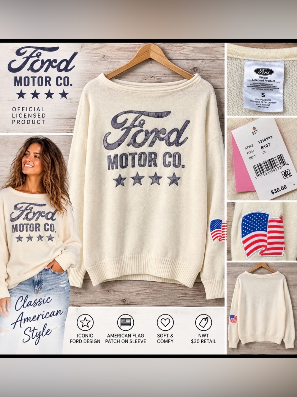 Ford Motor Co. Women’s Oversized Sweater – Size Small – NWT